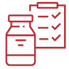 Icon of vaccine vial with clipboard