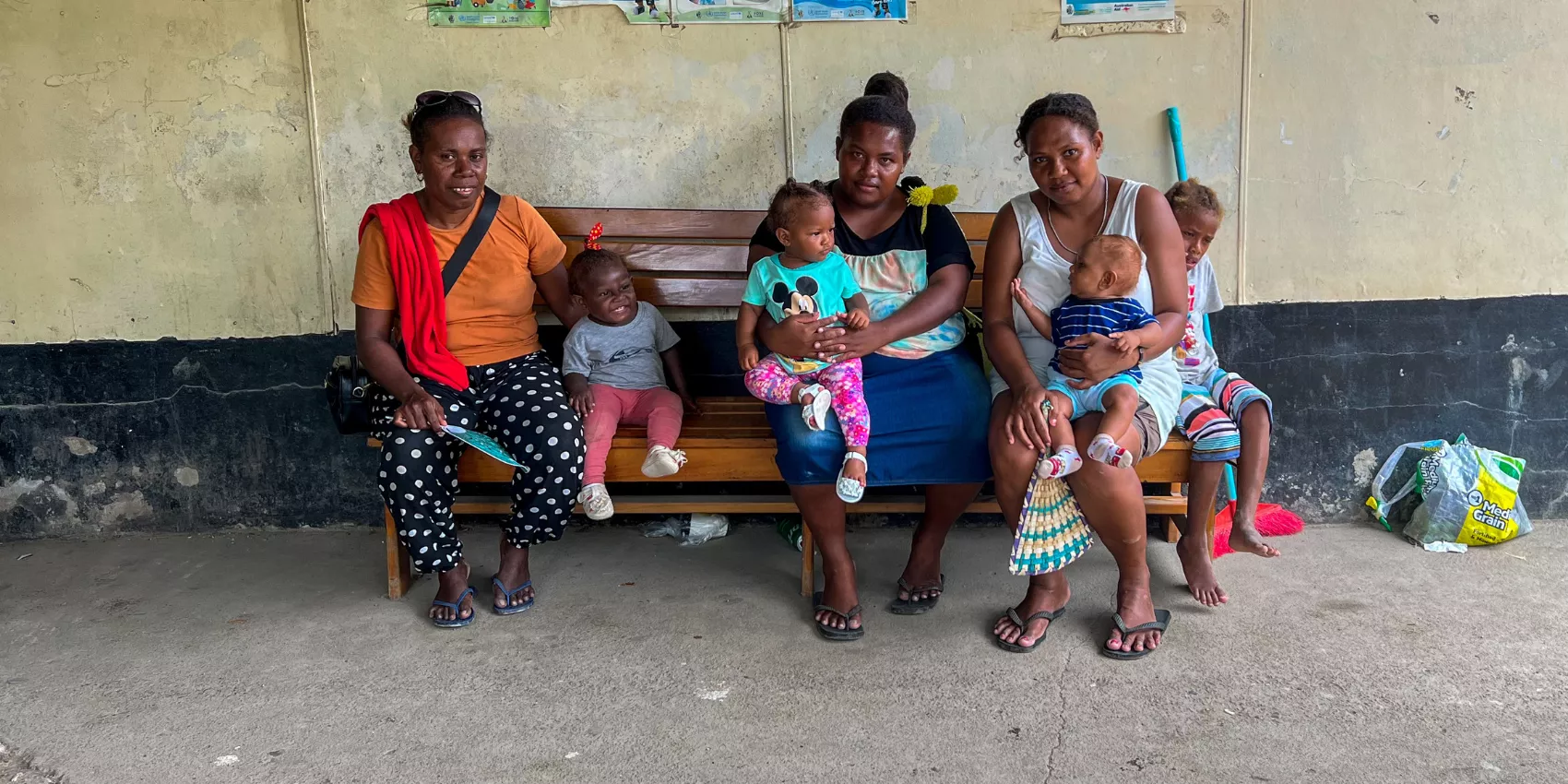 Families waiting for their vaccination in Honiara, Solomon Islands