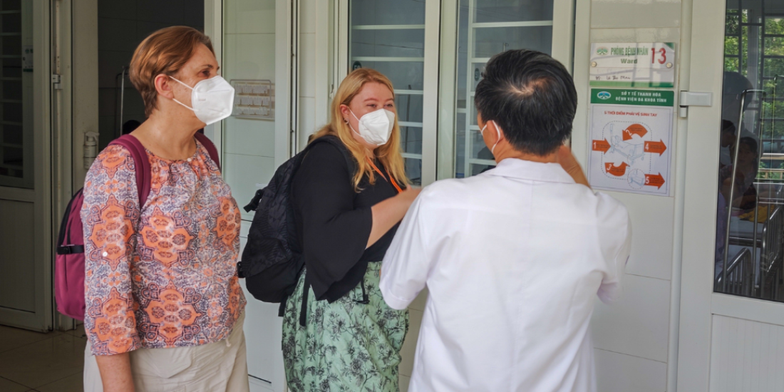 Epidemiologists, Dr Ann Burton (left) and Dr Madeleine Marsland (right), worked with Vietnam Ministry of Health officials when deployed with Global Outbreak Alert and Response Network to tackle measles. Credit: WHO