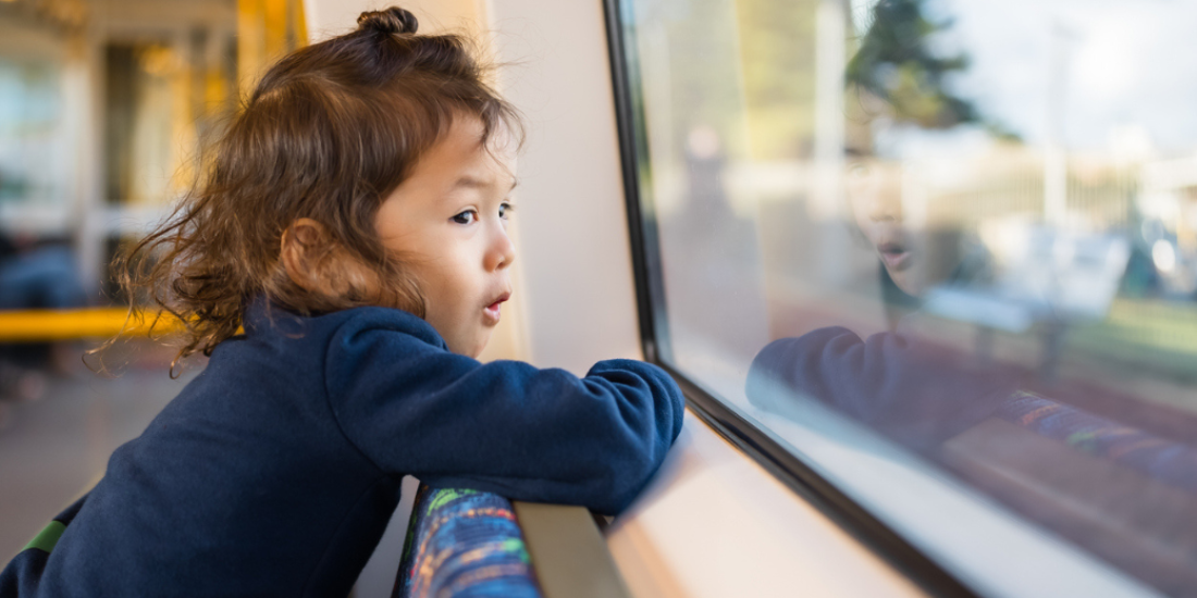 A young girl on the train